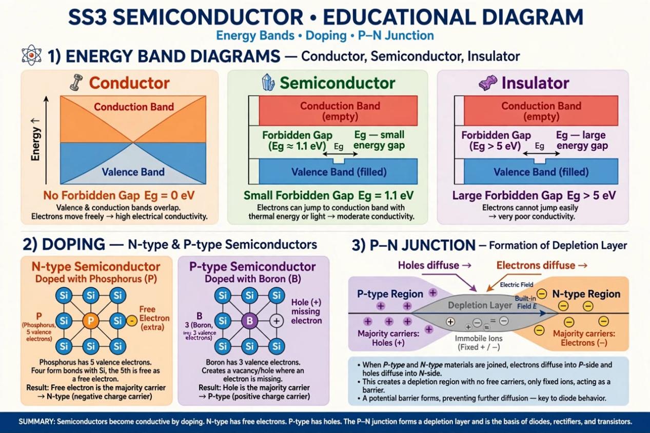 SEMICONDUCTORS diagram for SS3 Physics