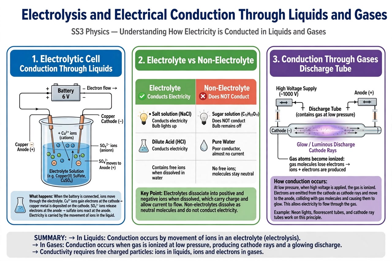ELECTROLYSIS diagram for SS3 Physics